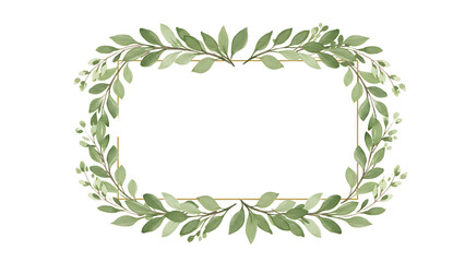 Creating Frame with Green Leaves and Gold Border for Decoration