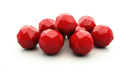 Modern Geometric Spheres: Textured Red Orbs on Clean White Backdrop