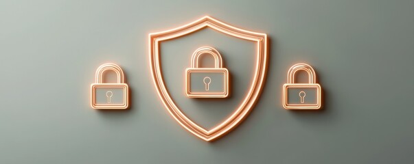 A digital illustration of a shield with padlocks, symbolizing security and protection in a modern design.