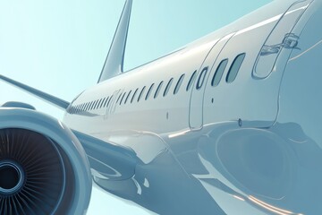 Fototapeta premium Profile View of a White Aircraft Showcasing Aeronautic Elegance in Flight
