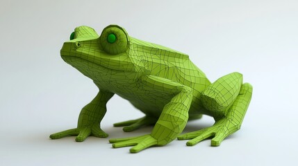 Fototapeta premium 3D Model Green Frog Wireframe Studio