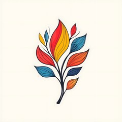 Fototapeta premium Colorful Floral Branch Illustration.