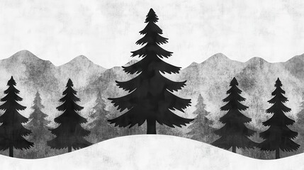 Fototapeta premium Winter Wonderland Snowy Mountain Pine Trees Landscape.