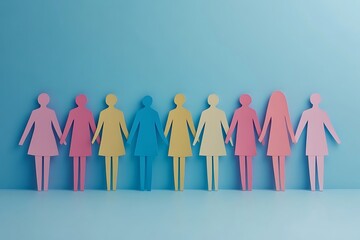 Women Holding Hands Teamwork Pastel Colors