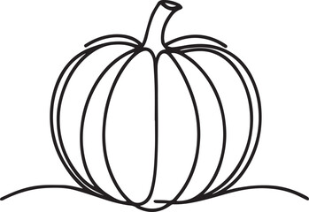 Pumpkin Line Art – Black Vector Illustration