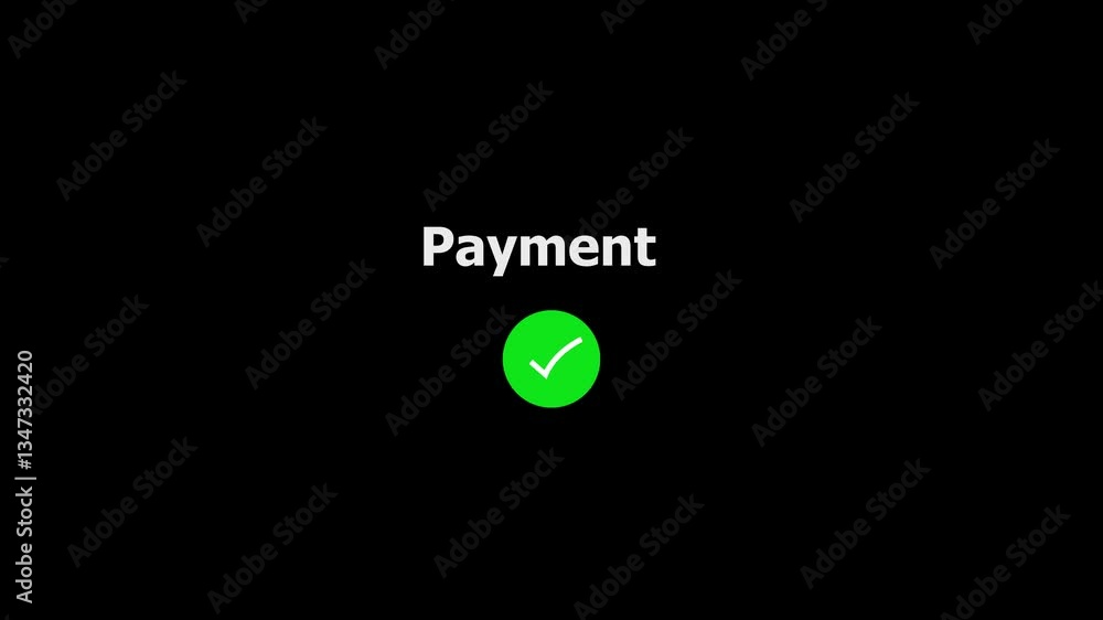 Poster payment successful complete checkmark animation with modern animated style, payment successful check