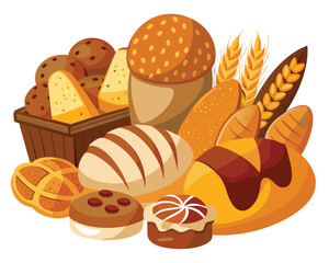 Assortment of Freshly Baked Breads. A Bakery Delight
