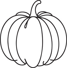 Pumpkin Line Art – Black Vector Illustration