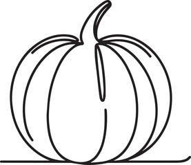 Pumpkin Line Art – Black Vector Illustration