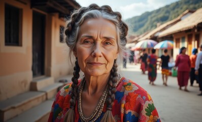 Elderly woman in traditional attire