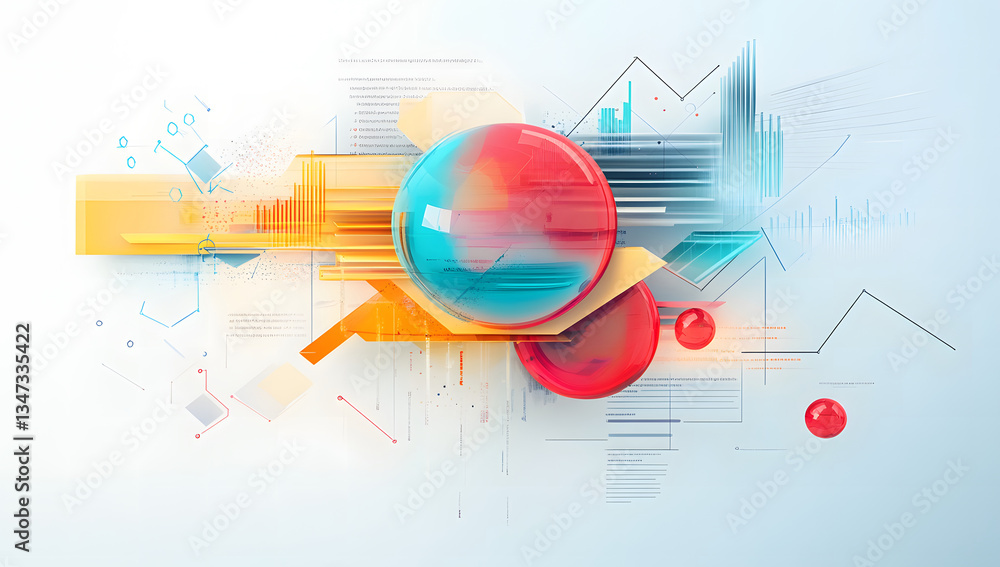 Poster abstract 3d sphere design futuristic technology & data visualization