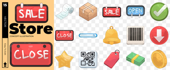 Store concept illustrations. Set of store vector illustrations