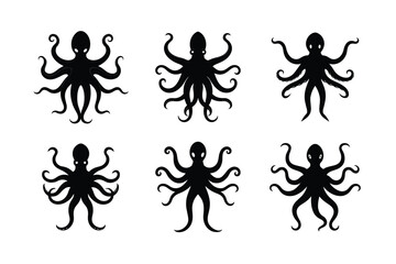 octopus arms spread vector silhouette