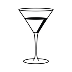 martini glass with ice isolated
