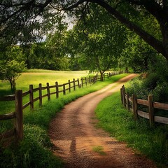 Winding Country Lane for Summer Meadow.