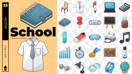school concept illustrations. Set of school vector illustrations