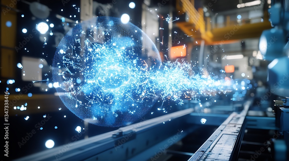 Poster a high-tech physics lab using augmented reality to visualize the effects of high-energy photon inter