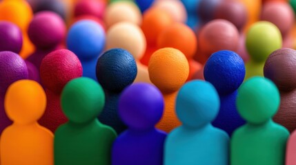 Colorful wooden figures in bright colors create a vibrant community of unique characters for storytelling and play