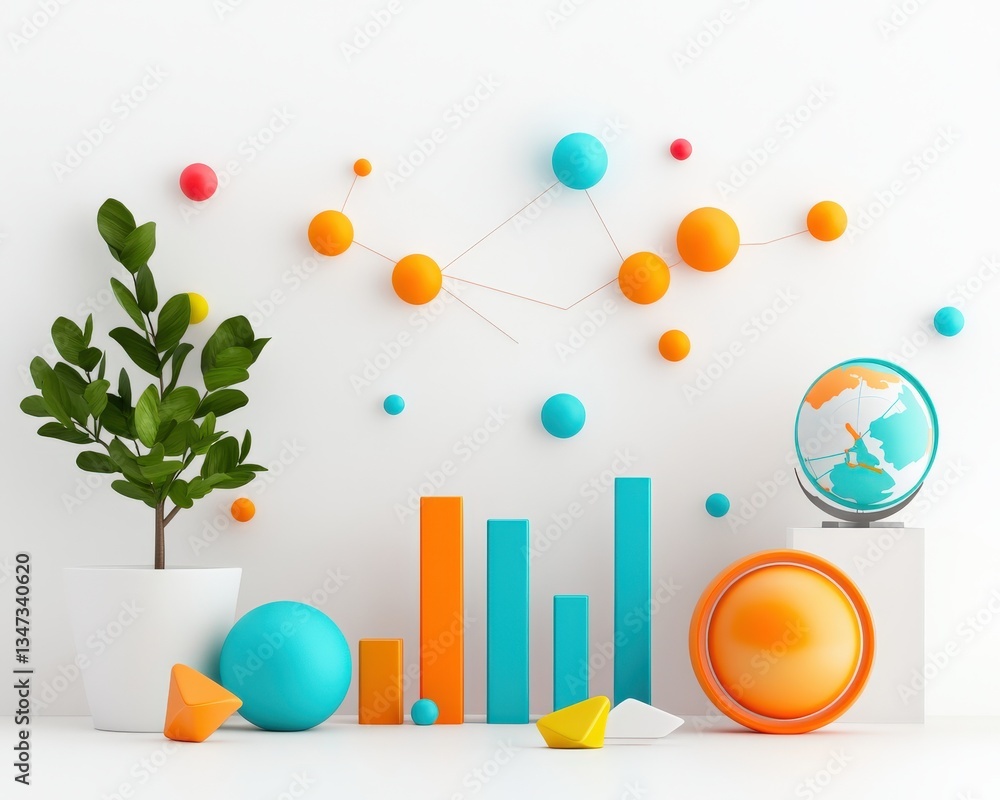 Poster interactive analytics dashboard with creative and colorful elements