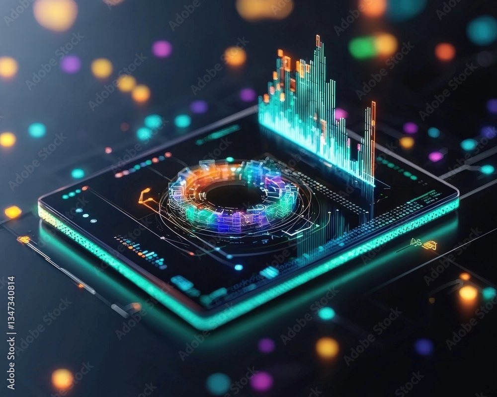 Poster interactive analytics dashboard with creative and colorful elements