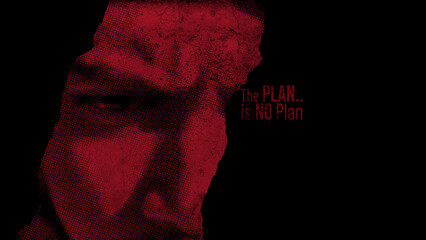 A graphic-style illustration in deep red and black, evoking mystery and cinematic noir. With rough...
