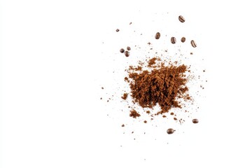 Brown Powder Pile on White Background