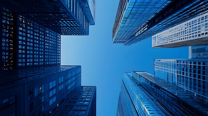 Fototapeta premium Urban Skyscrapers At Dusk