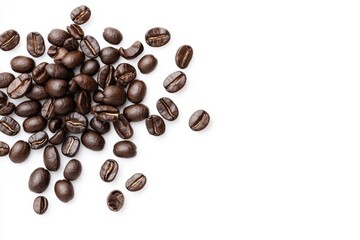 Naklejka premium Dark Brown Roasted Coffee Beans on White Background