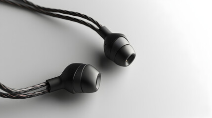 un fondo blanco liso con espacio de copia con un ar de audifonos negros para los oidos relajacion y tecnologia concepto de innovacion tecnologica