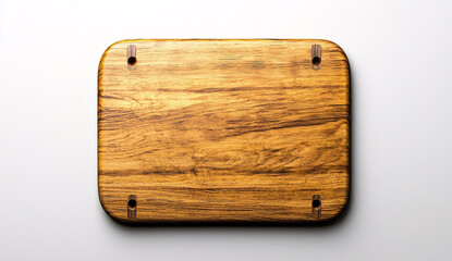 Wooden Cutting Board Rectangle on a White Surface Kitchen Utensil Rustic Grain Detail Closeup