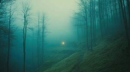 Foggy Forest Path at Dawn