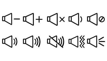 Sound volume icons set with different signal levels on white background. Volume icon vector. Audio speaker volume icon