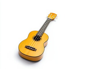 Fototapeta premium Light Yellow Ukulele on White Background