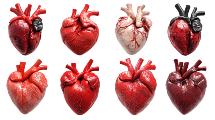 Realistic human heart on transparent background. Medical, clinic, health, organs concept.