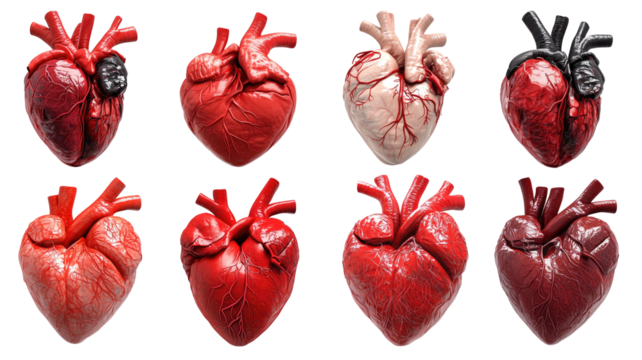 Realistic human heart on transparent background. Medical, clinic, health, organs concept.