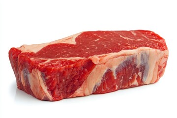 Fototapeta premium Raw Beef Steak on White Background Close Up