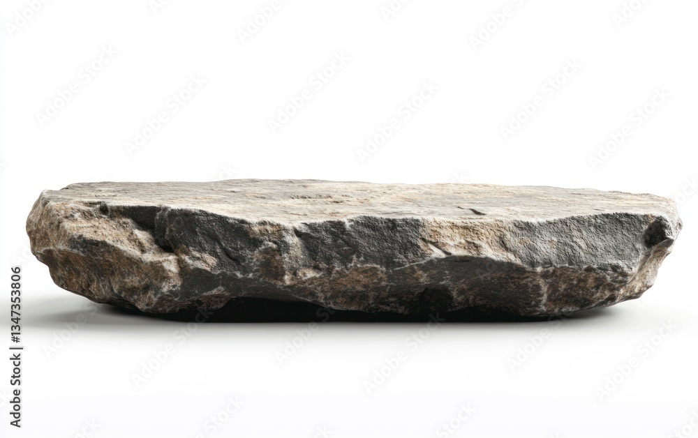 Poster isolated stone platform for product display on white background studio shot
