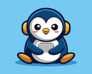 Obraz premium Cute Cartoon Penguin Illustration. Adorable Animal Design
