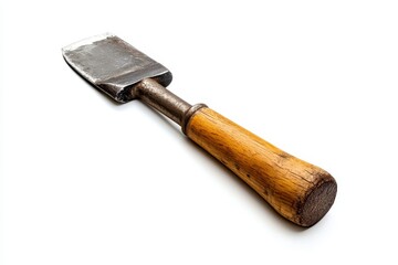 Vintage Gardening Tool with Worn Metal Blade and Wooden Handle