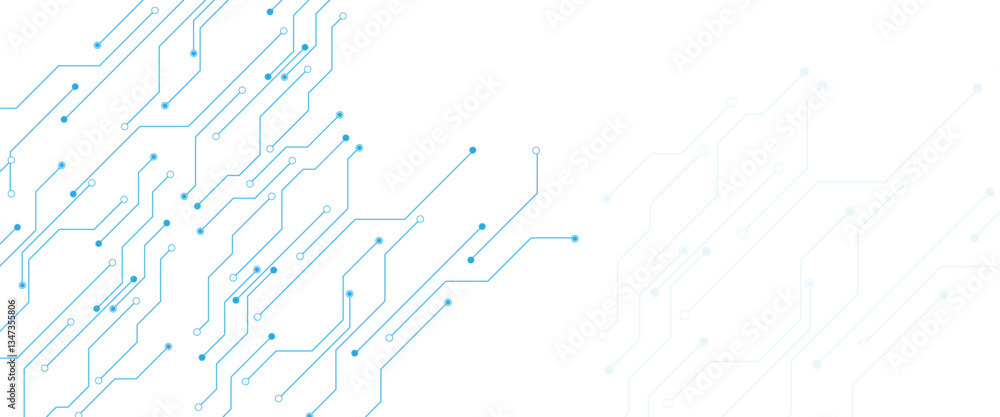 Poster Abstract digital technology futuristic internet network speed connection white background. Technology background with crossed lines and dots. 
