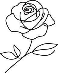Rose Continuous Line Art Black Vector