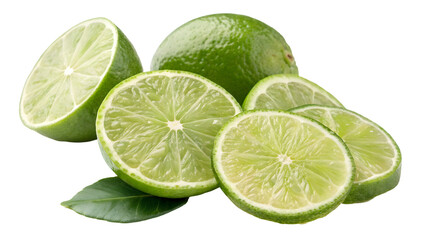 Fruit presentation: a cut-out lime slice against a clean white backdrop