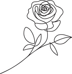 Rose Continuous Line Art Black Vector