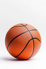 Obraz premium Bright orange basketball resting on clean white background, show