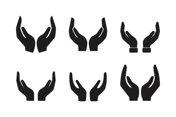 protecting hands icon cupped hands vector silhouette