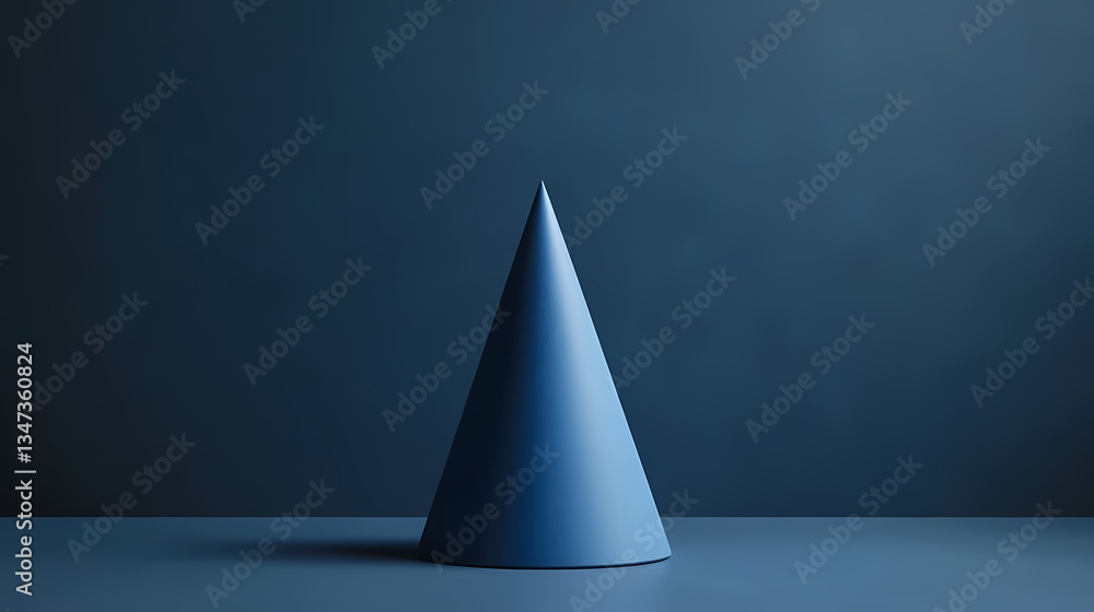 Poster blue cone object with shadows and simplicity