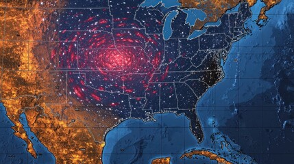 US weather map showing strong storm system