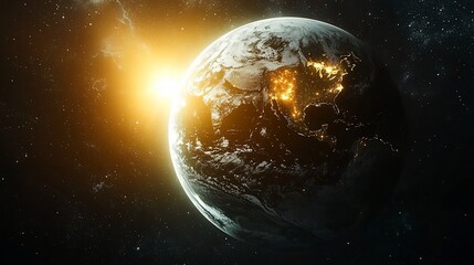Fototapeta premium Burning Planet Earth Space Background