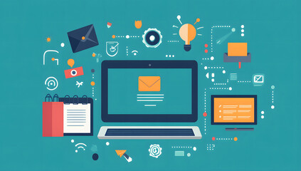 Streamlined Digital Workflow Laptop, Email, and Productivity Tools Design
