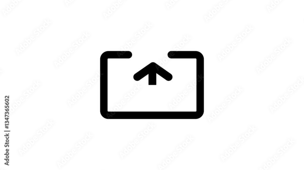 Poster document file upload or transfer process with black arrow icon animation. animated sketch line downl
